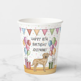 Vasos De Papel Perro de raza Labrador Retriever amarillo Cumpleañ