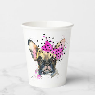 Vasos De Papel Perro de toro francés cutie
