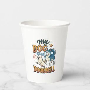 Vasos De Papel Perro Es Timbre Ladrando Blanco Azul_1