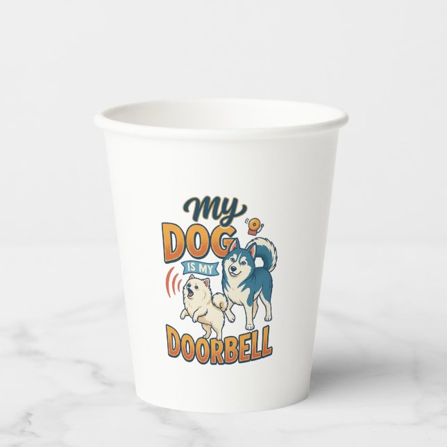 Vasos De Papel Perro Es Timbre Ladrando Blanco Azul_1 (Anverso)