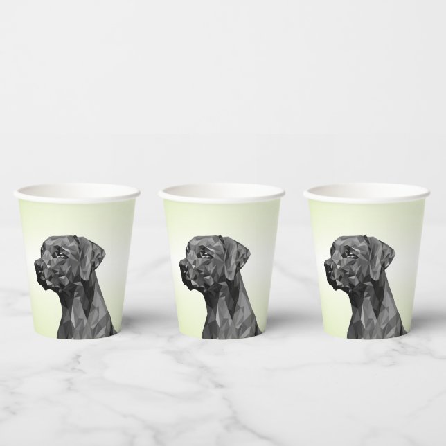 Vasos De Papel Perro geométrico gris sobre verde (Multi)