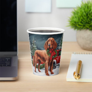 Vasos De Papel Perro irlandés de la Red Setter en Navidades de Ni