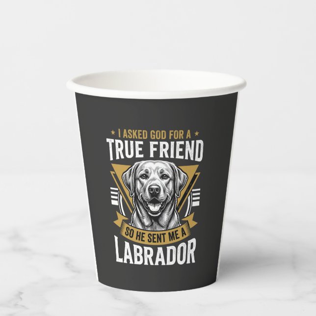 Vasos De Papel Perro Labrador amigo verdadero (Anverso)