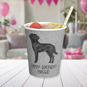 Vasos De Papel Perro Labrador Retriever Negro Cumpleaños Feliz Gr