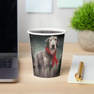 Vasos De Papel Perro lobo de Irlanda en Navidad de nieve