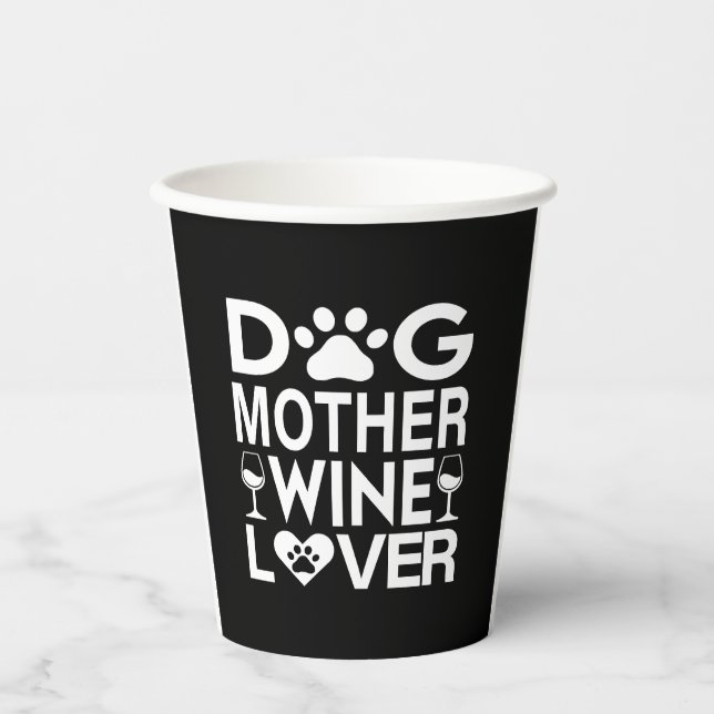 Vasos De Papel Perro Madre Wine Lover (Anverso)