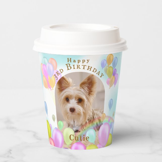 Vasos De Papel Perro Mascota de globo (Anverso)