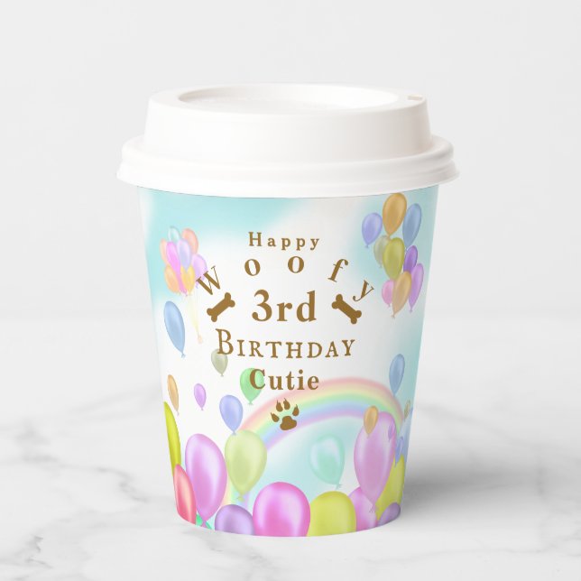 Vasos De Papel Perro Mascota de globo (Anverso)