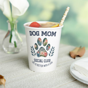 Vasos De Papel Perro Mom Paw Floral