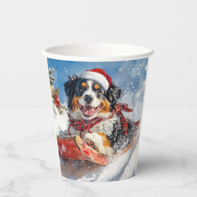 Vasos De Papel Perro montañés de Bernese en Navidades de escabech (Anverso)