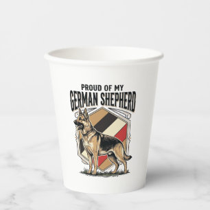 Vasos De Papel Perro Pastor Alemán Gráfico Grabado Vintage Amor P
