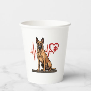 Vasos De Papel Perro pastor belga latido de corazón pata corazón