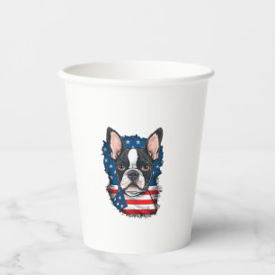 Vasos De Papel Perro patriótico del territorio de Boston Puppy Ba