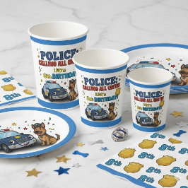 Vasos De Papel Perro Policía Llamando a Todas las Unidades Cumple