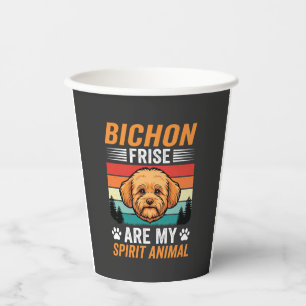 Vasos De Papel Perro retro espíritu animal Bichon Frise