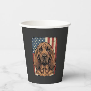 Vasos De Papel Perro Sabueso Patriótico Arte de la Bandera Americ