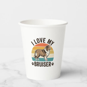 Vasos De Papel Perro Sheltie Vintage Amo a mi Bruiser Diseño Retr