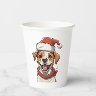 Vasos De Papel Perro títere con Navidad Gorra Classic T-Shi