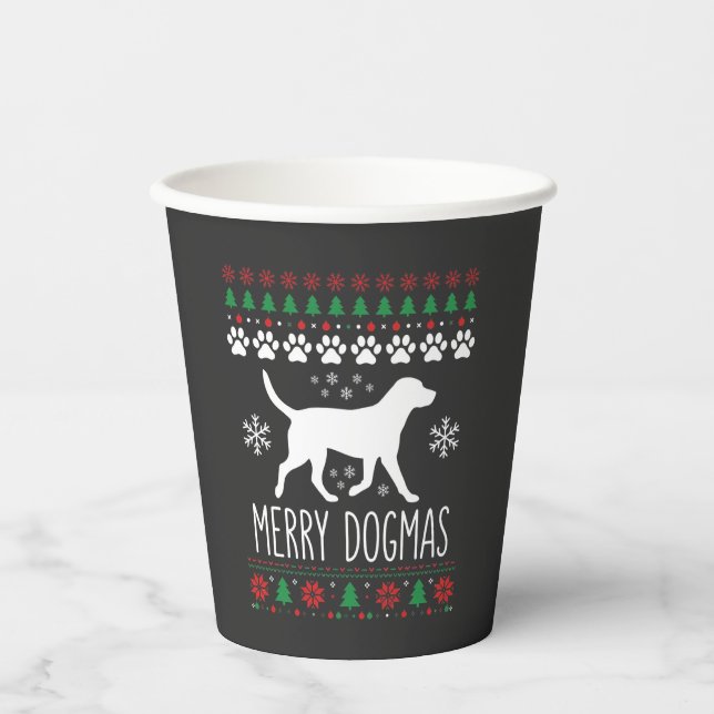 Vasos De Papel Perro Vector de Navidad de Dogmas Alegres (Anverso)