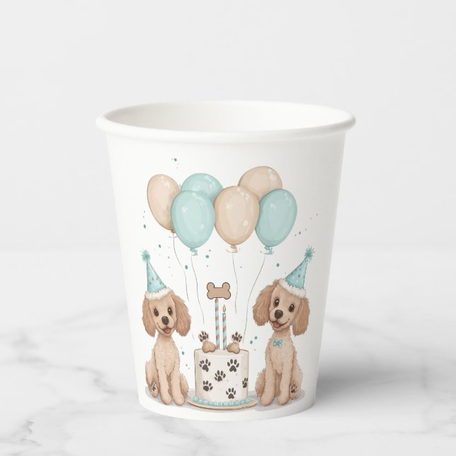 Vasos De Papel Perros de canapé estándar de cumpleaños (Anverso)