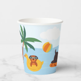 Vasos De Papel Perros de verano en la playa