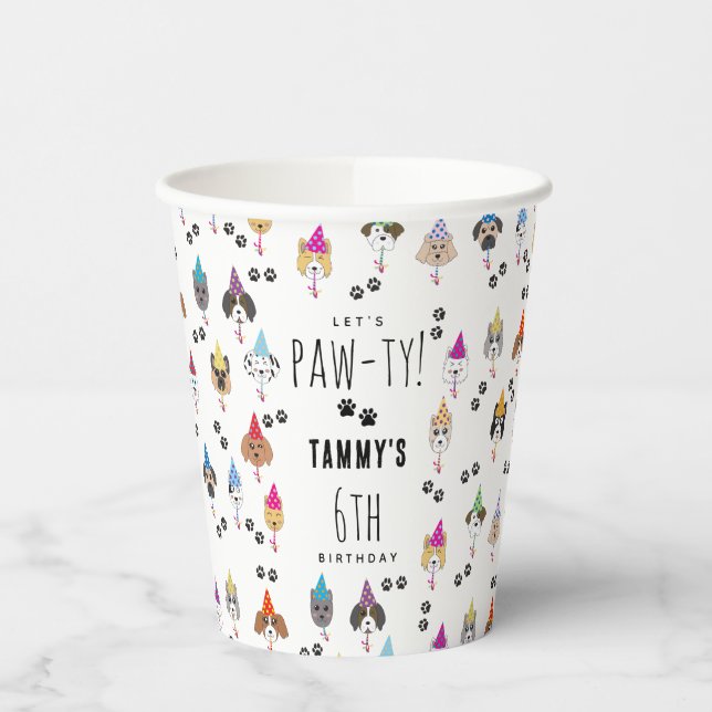 Vasos De Papel Perros Fiestas de cumpleaños malhumorados (Izquierda)