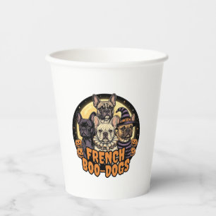 Vasos De Papel Perros franceses Boo Halloween diseño de Bulldog f