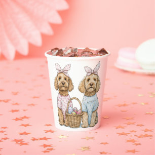 Vasos De Papel Perros Goldendoodle de Pascua