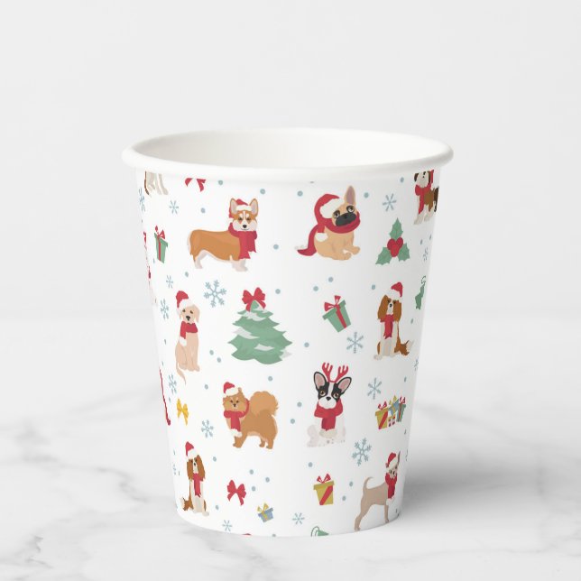 Vasos De Papel Perros navidades en accesorios de vacaciones (Anverso)
