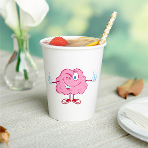 Vasos De Papel Personaje de dibujos animados divertido con cerebr