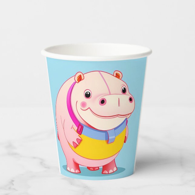 Vasos De Papel Personaje de Hippo Feliz (Anverso)