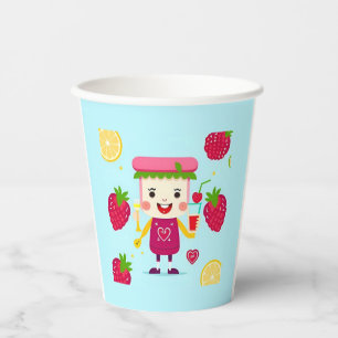 Vasos De Papel Personaje de jugo de dibujos animados alegre