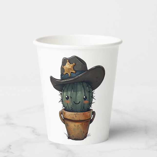 Vasos De Papel Personaje del Sheriff Spike-Cactus (Anverso)