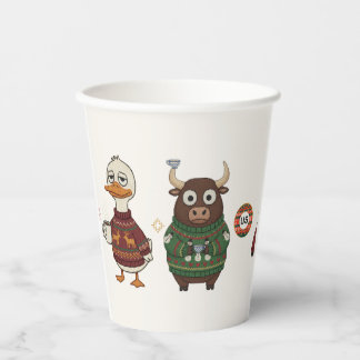 Vasos De Papel Personajes de fiesta de Navidad de suéter feo en v
