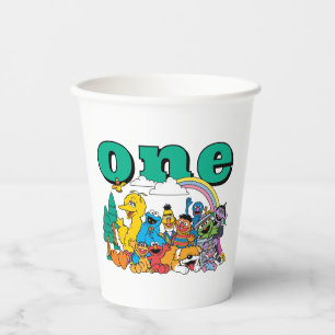 Vasos De Papel Personajes de Sesame Street y Cumpleaños de Señal