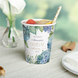 Vasos De Papel Personalise Bridal Shower Blue Hydrangeas Welcome