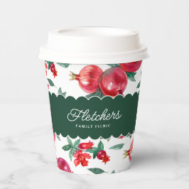 Vasos De Papel Personalizable botánico Green & Red Pomegranate