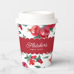 Vasos De Papel Personalizable botánico Ruby Red Pomegranate