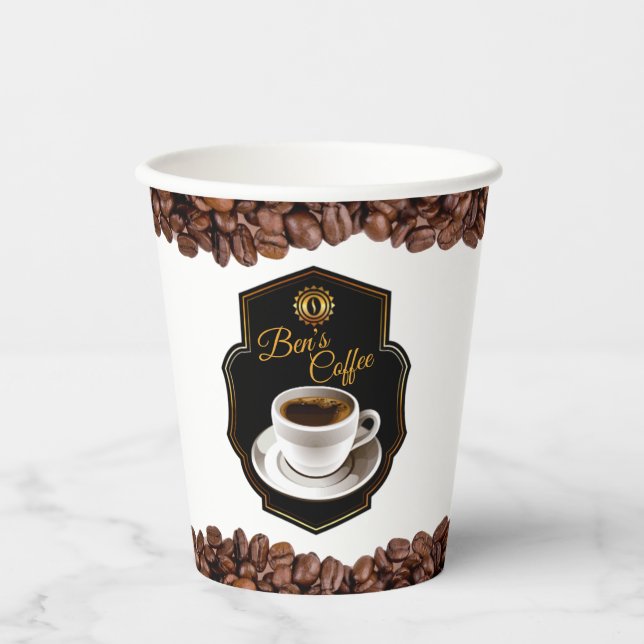 Vasos De Papel Personalizable Business Name Coffee Shops (Anverso)