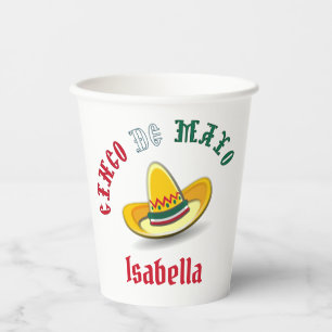 Vasos De Papel Personalizable Cinco de Mayo 5 Fiesta