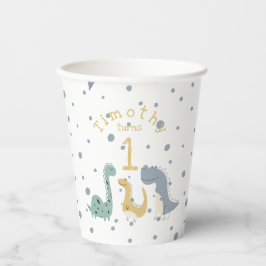 Vasos De Papel Personalizable Cute Pastel Dinosaurios Cumpleaños