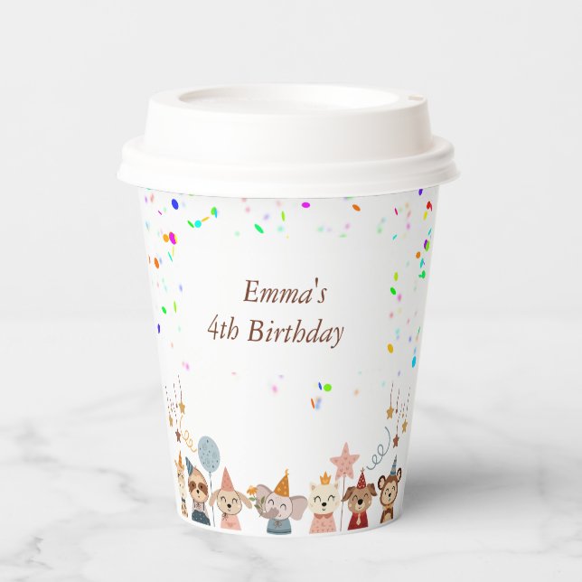Vasos De Papel Personalizable de animales fiestas (Anverso)