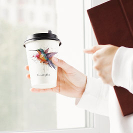 Vasos De Papel Personalizable de colibrí exótico y colorido