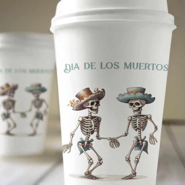 Vasos De Papel Personalizable de esqueletos bailarines de Dia de  (Subido por el creador)