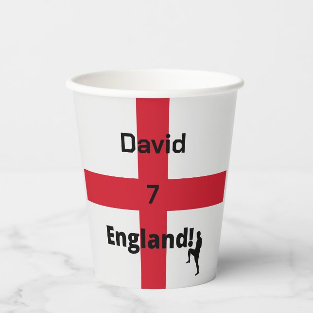Vasos De Papel Personalizable de jugador de fútbol de Inglaterra (Anverso)