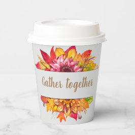 Vasos De Papel Personalizable Fall Leaves Bouquet