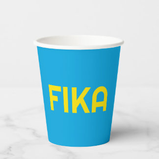 Vasos De Papel Personalizable FIKA Negrita amarillo y azul