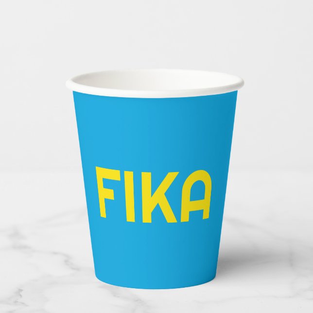 Vasos De Papel Personalizable FIKA Negrita amarillo y azul (Anverso)