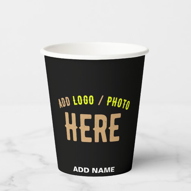 VASOS DE PAPEL PERSONALIZABLE MODERNO ESTILO NEGRO VERIFICADO MAR (Anverso)