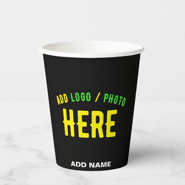VASOS DE PAPEL PERSONALIZABLE MODERNO ESTILO NEGRO VERIFICADO MAR (Anverso)